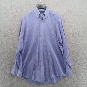 Vtg Polo Ralph Lauren Shirt Mens Small Blue Tartan Check Button Down Classic Fit